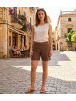 MAYFLOWER MINDY2 : Short en Lin Brun Marron Modulable