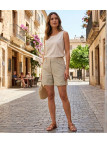 MAYFLOWER MINDY1 : Short en Lin Beige à Longueur Réglable