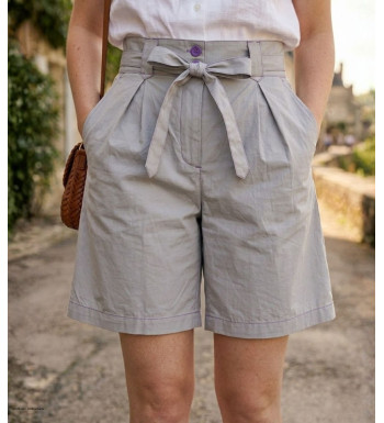 Short mi-long en coton pour femme couleur sylver mauve de la marque MAYFLOWER modèle SE1105M avec ceinture assortie à la taille.
