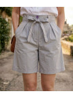 Short mi-long en coton pour femme couleur sylver mauve de la marque MAYFLOWER modèle SE1105M avec ceinture assortie à la taille.