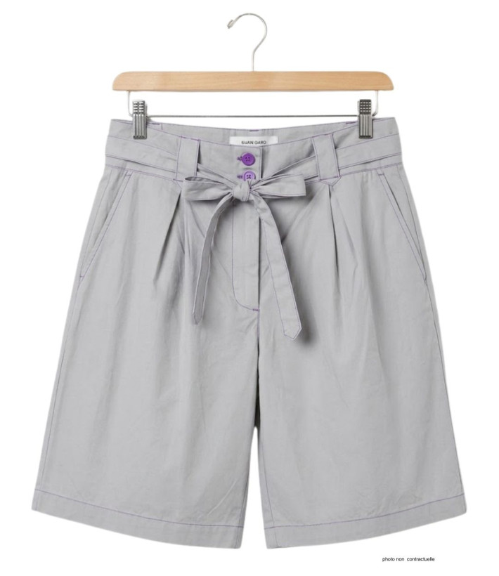 MAYFLOWER SE1105M : Short Mi-Long Mauve avec Ceinture Elégante