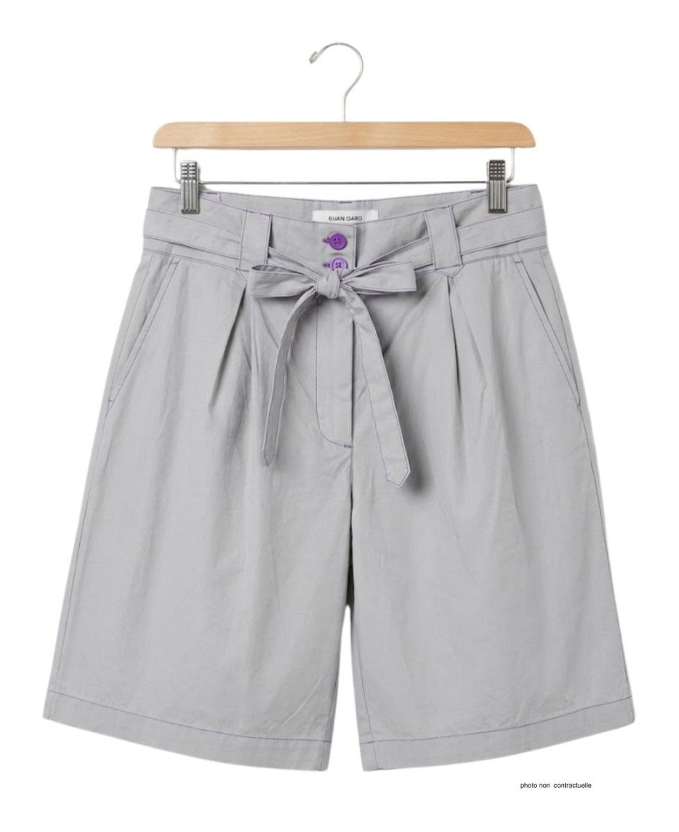 MAYFLOWER SE1105M : Short Mi-Long Mauve avec Ceinture Elégante