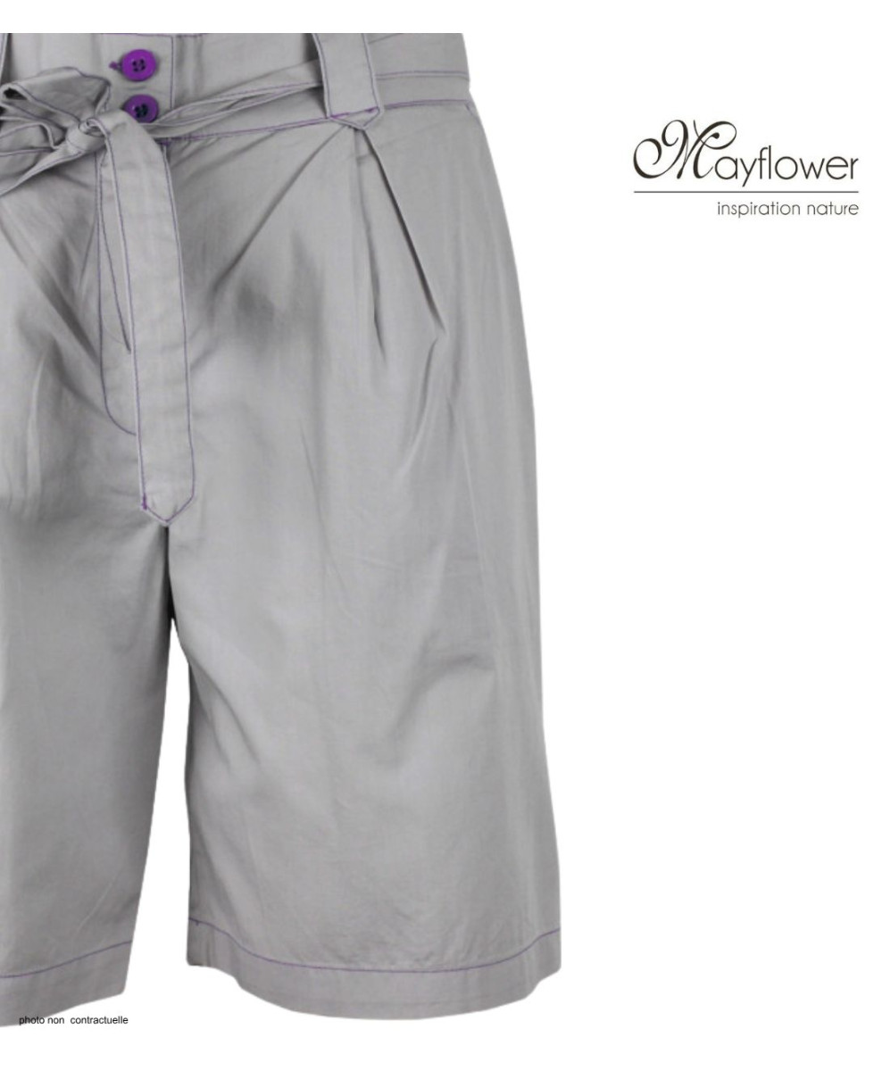 MAYFLOWER SE1105M : Short Mi-Long Mauve avec Ceinture Elégante