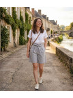 MAYFLOWER SE1105M : Short Mi-Long Mauve avec Ceinture Elégante