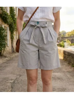 MAYFLOWER SE1105T : Short Mi-Long Turquoise avec Ceinture Elégante