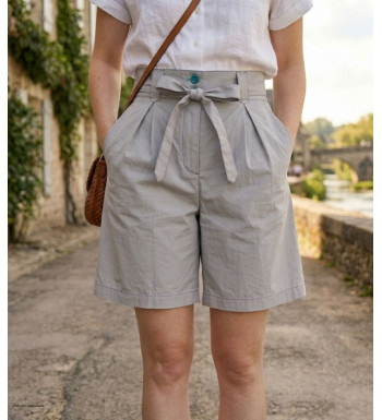 MAYFLOWER SE1105T : Short Mi-Long Turquoise avec Ceinture Elégante