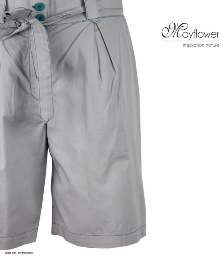 MAYFLOWER SE1105T : Short Mi-Long Turquoise avec Ceinture Elégante