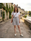MAYFLOWER SE1105T : Short Mi-Long Turquoise avec Ceinture Elégante
