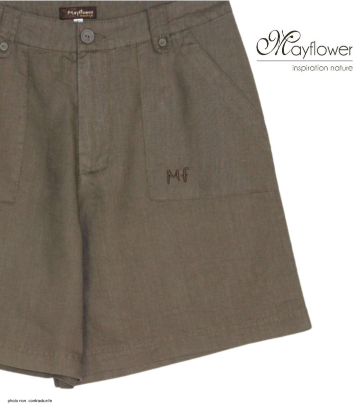 Short MAYFLOWER SE1176A en lin avocat : fraîcheur et coupe ajustée