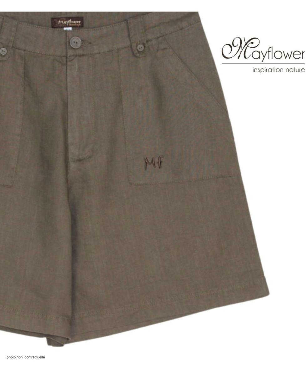 Short MAYFLOWER SE1176A en lin avocat : fraîcheur et coupe ajustée