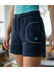 Short de sport en molleton pour femme de marque MAYFLOWER modèle SE9039M coloris bleu marine porté de face