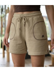 Short de sport en molleton léger pour femme de marque MAYFLOWER modèle SE9039S coloris beige sable posé à plat