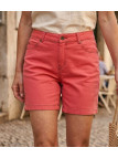 Short en tissu extensible pour femme de marque MAYFLOWER modèle SHORTF301A coloris bleu denim ajusté de face