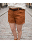 Short de détente en lin et coton pour femme de marque MAYFLOWER modèle T1102A coloris orange avec revers ajustable de face