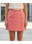 Jupe-short orange pour femme en coton de marque MAYFLOWER modèle SE8046 avec broderie palmier.