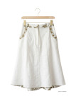 MAYFLOWER PF334 - Jupe longue ample fleurie blanc & kaki