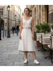 MAYFLOWER PF334 - Jupe longue ample fleurie blanc & kaki