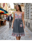 MAYFLOWER ALIAN - Robe dentelle grise fines bretelles chic