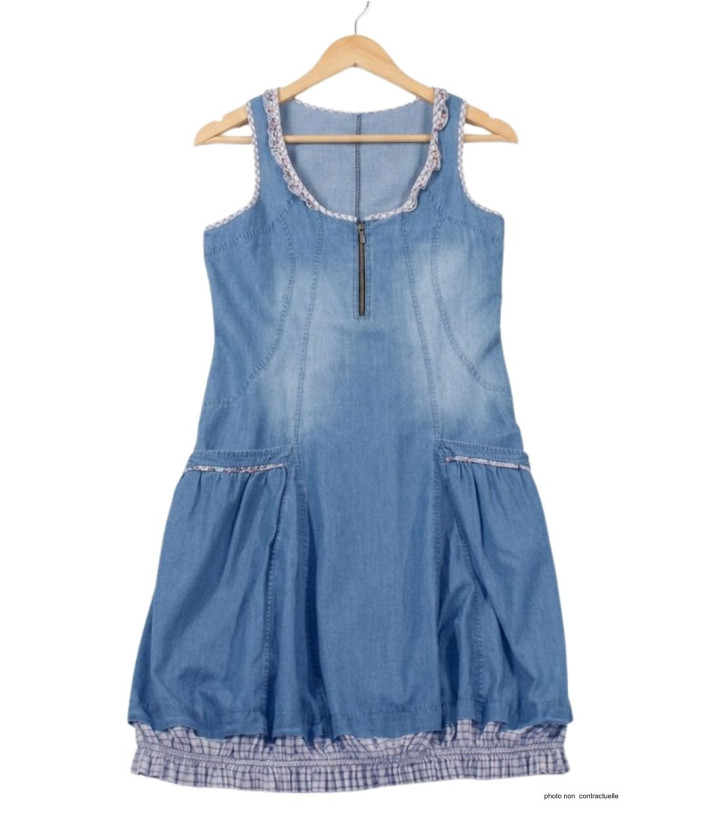 MAYFLOWER VF048S - Robe en jean femme bleu stone légère