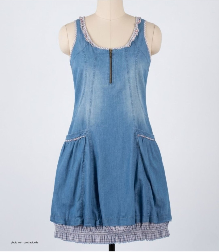 MAYFLOWER VF048S - Robe en jean femme bleu stone légère