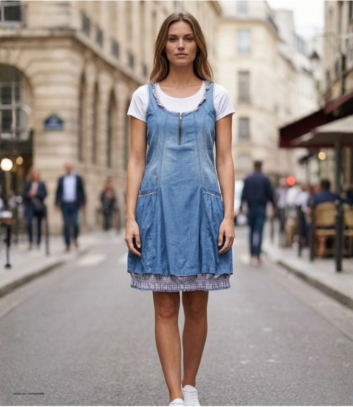 MAYFLOWER VF048S - Robe en jean femme bleu stone légère