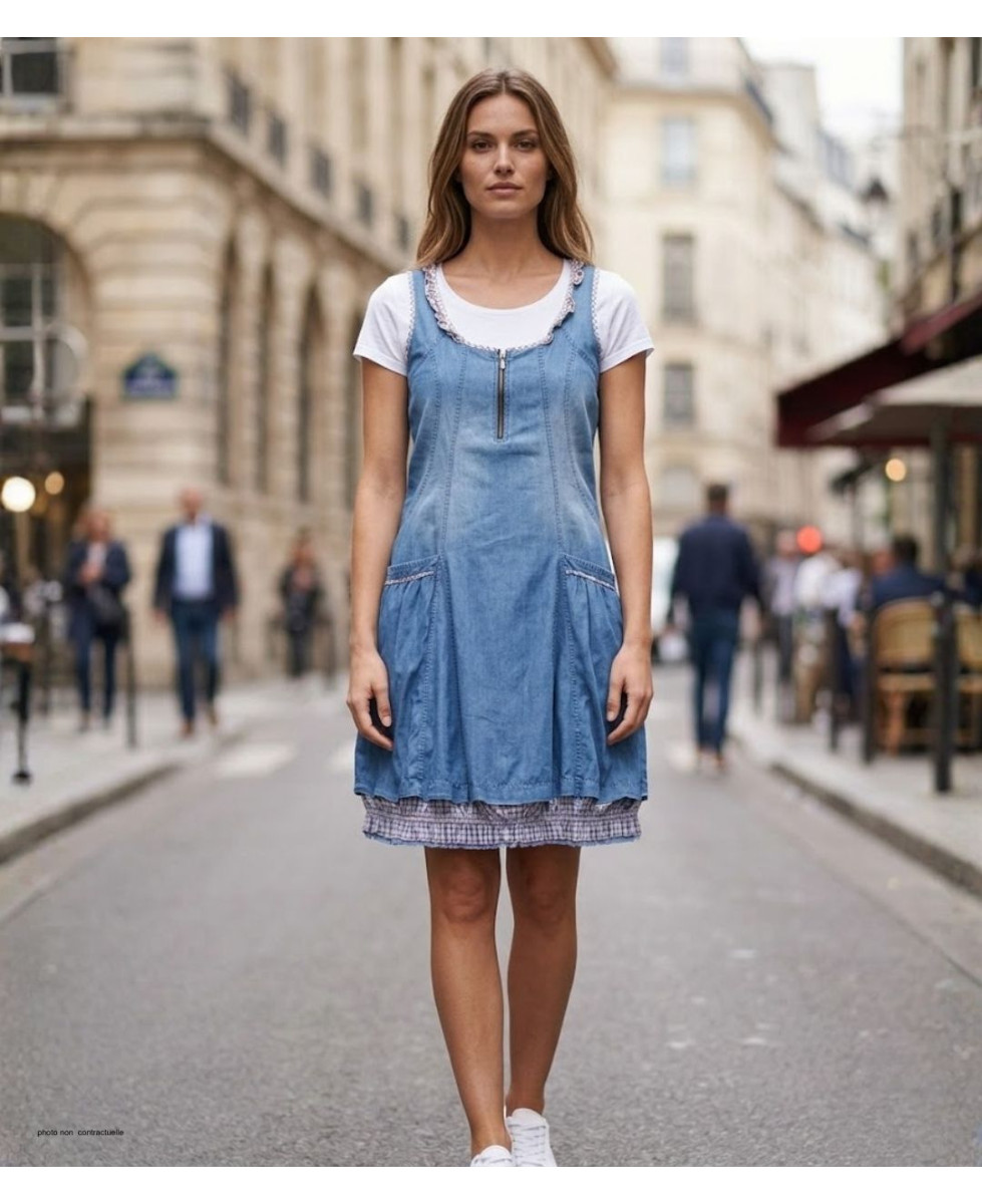 MAYFLOWER VF048S - Robe en jean femme bleu stone légère