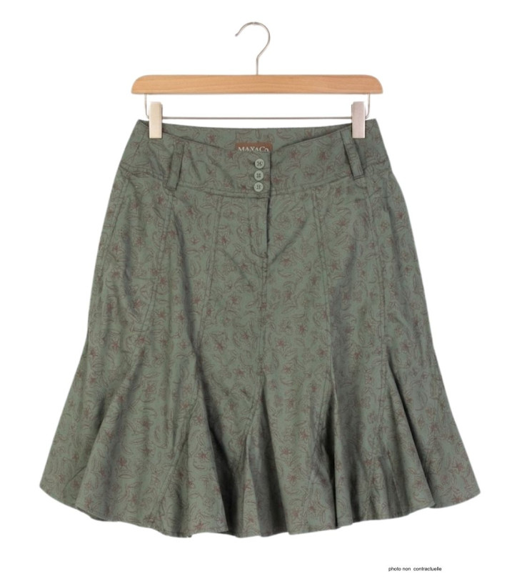 MAYFLOWER 011091U001 - Jupe plissée fleurie kaki en coton