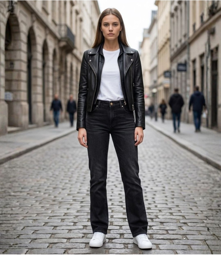 MAYFLOWER OUDA - Jean en tissu extensible femme stretch noir