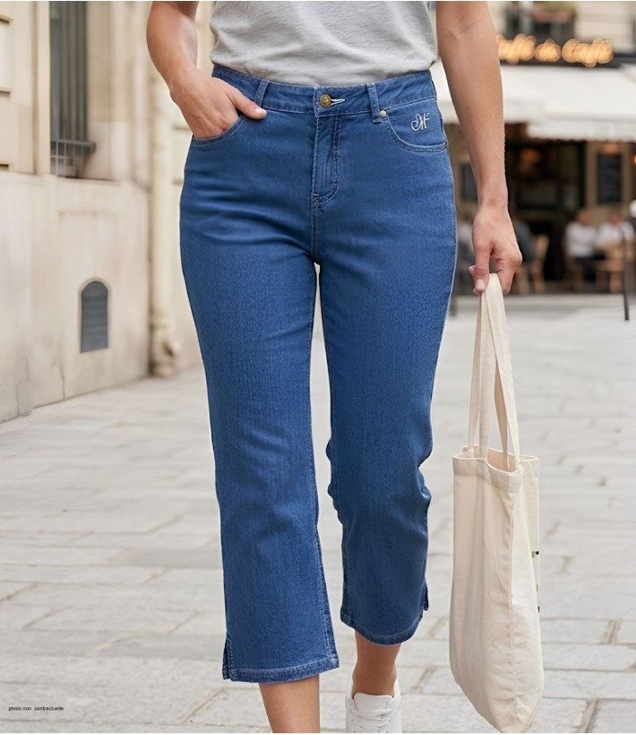 Pantacourt Jeans Femme Safran2 Stone - Denim Ultra Stretch