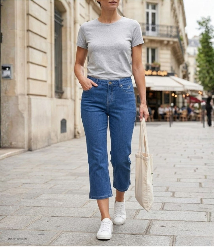 Pantacourt Jeans Femme Safran2 Stone - Denim Ultra Stretch
