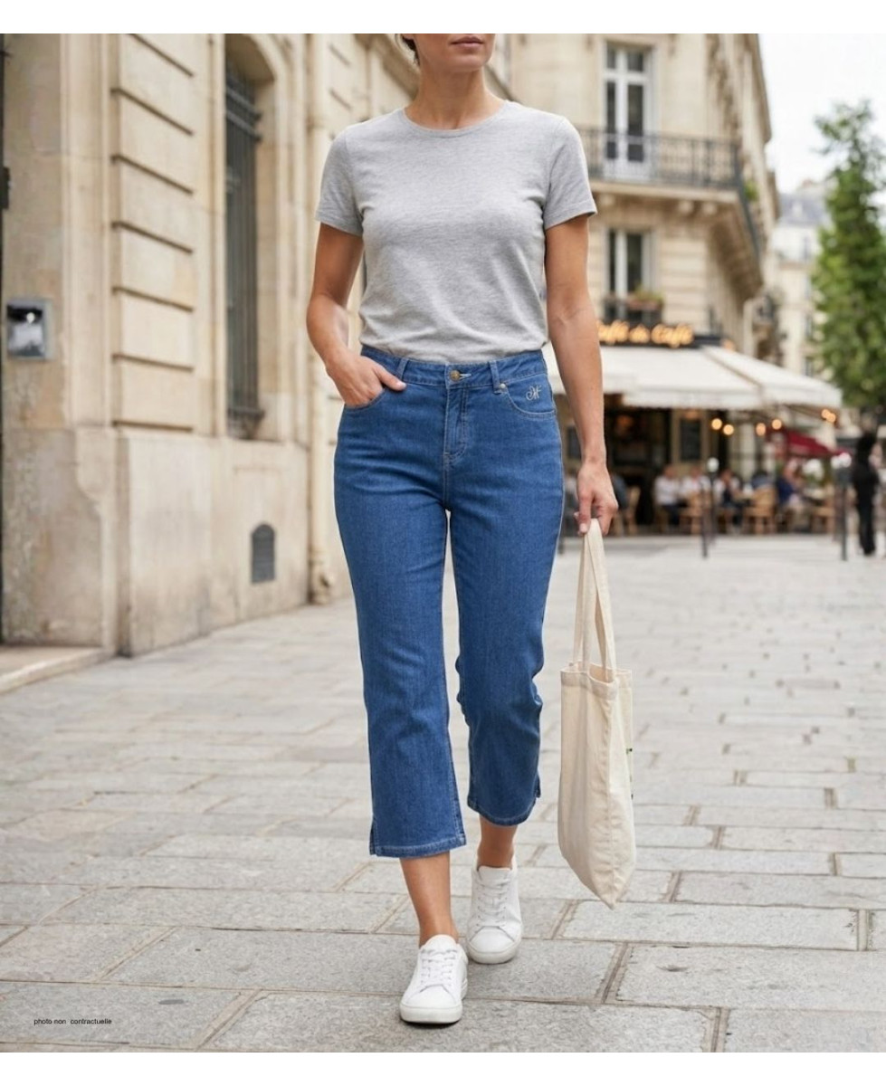 Pantacourt Jeans Femme Safran2 Stone - Denim Ultra Stretch