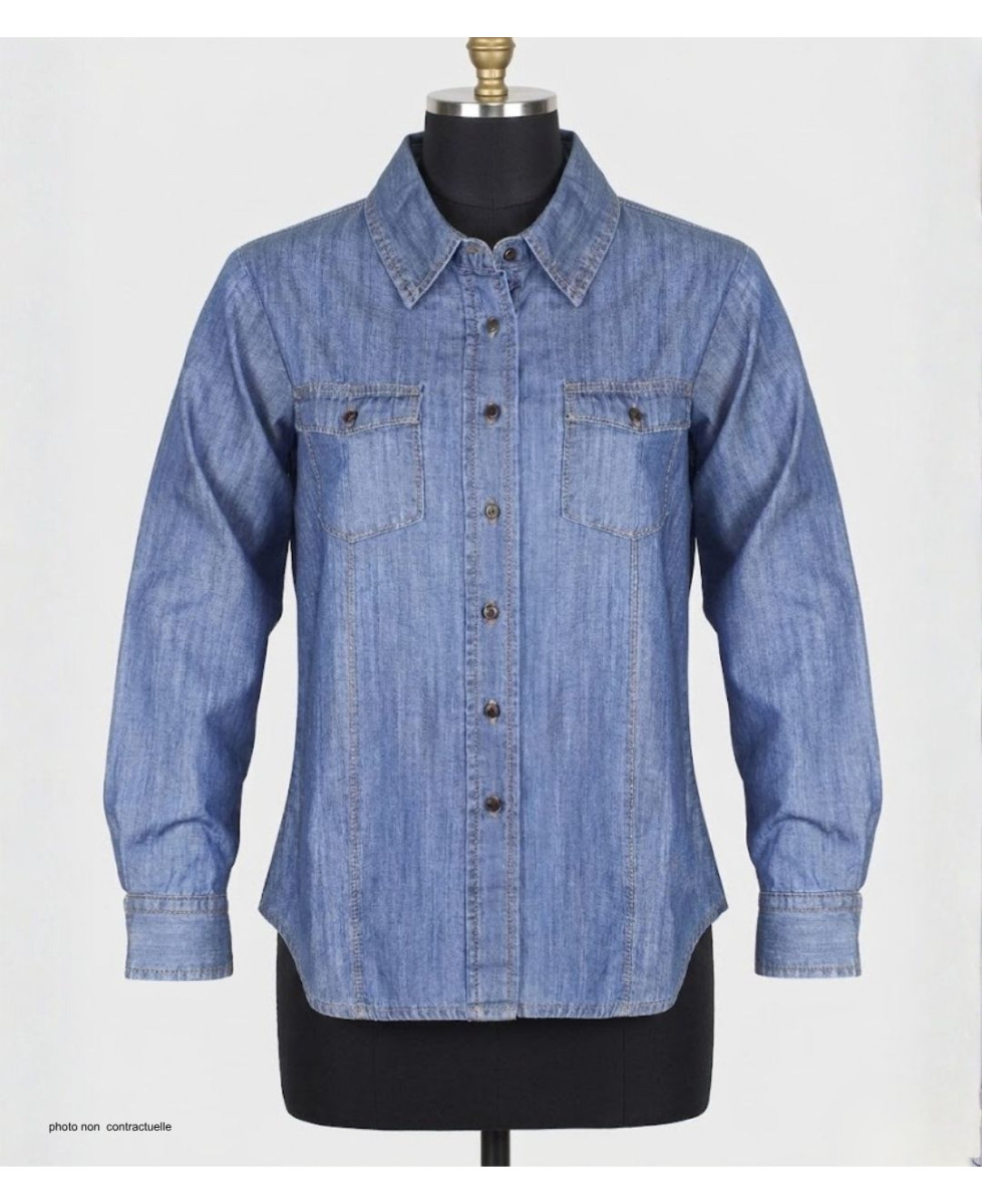 MAYFLOWER LERIDA1 - Chemisier en jean femme coton bleu denim