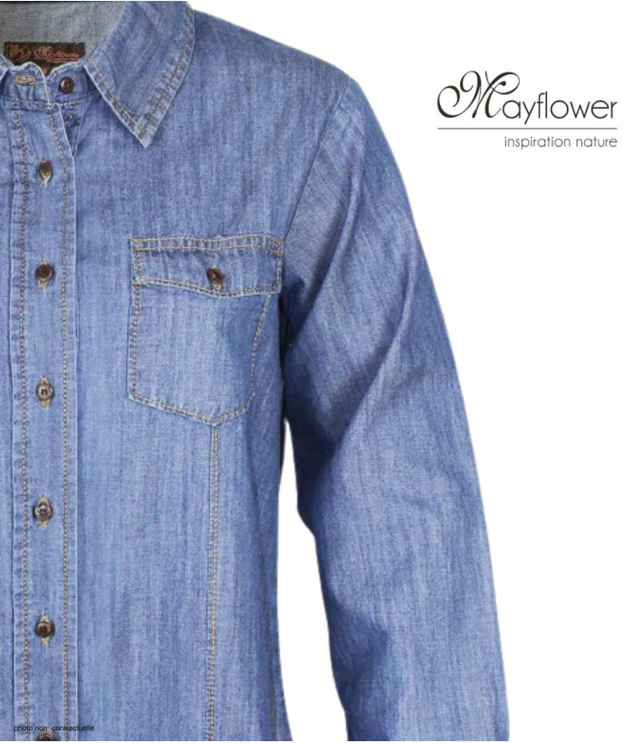 MAYFLOWER LERIDA1 - Chemisier en jean femme coton bleu denim