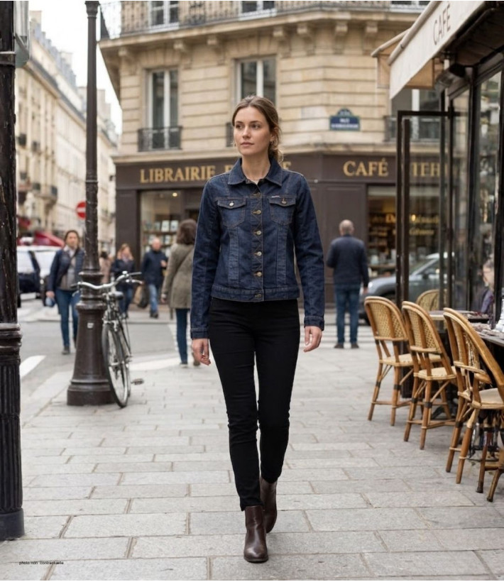 MAYFLOWER DALILA1B - Blouson en jean stretch ajusté femme