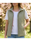 Gilet sans manches bicolore femme MAYFLOWER modèle 610443U001 de couleur kaki clair et brique terracota.
