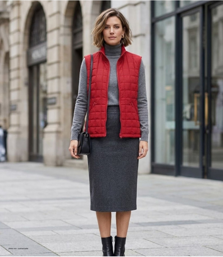Gilet sans manches matelassé MAYFLOWER 818052U003 : rouge griotte