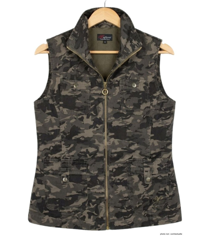 Gilet sans manches MAYFLOWER MAKI1 : coton multipoches kaki
