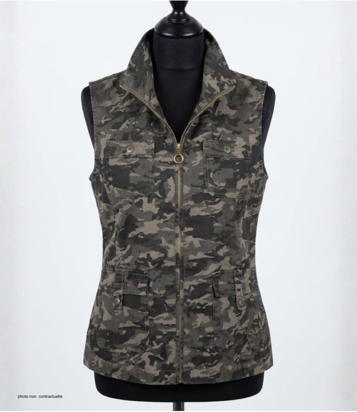 Gilet sans manches MAYFLOWER MAKI1 : coton multipoches kaki