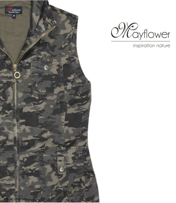 Gilet sans manches MAYFLOWER MAKI1 : coton multipoches kaki