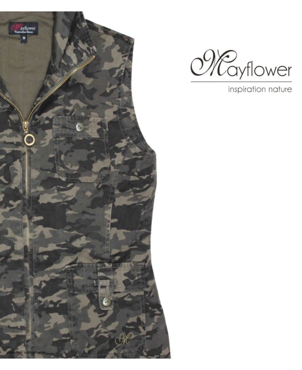 Gilet sans manches MAYFLOWER MAKI1 : coton multipoches kaki