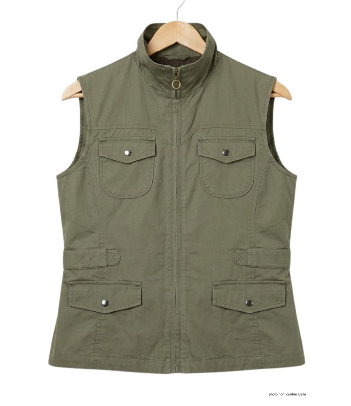 MAYFLOWER MITSY1 Gilet sans manches kaki en coton ajustable