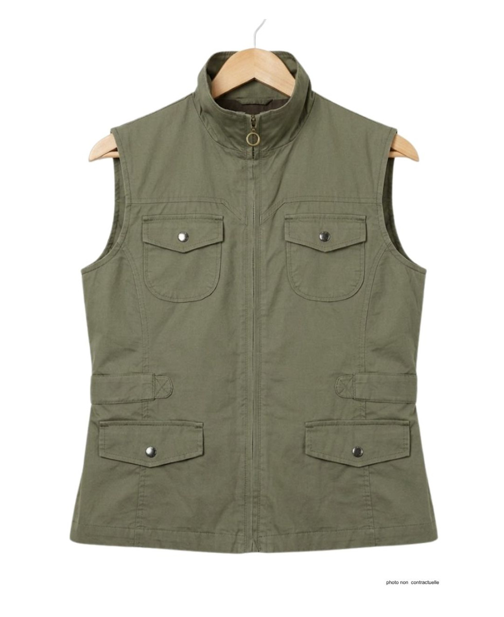 MAYFLOWER MITSY1 Gilet sans manches kaki en coton ajustable