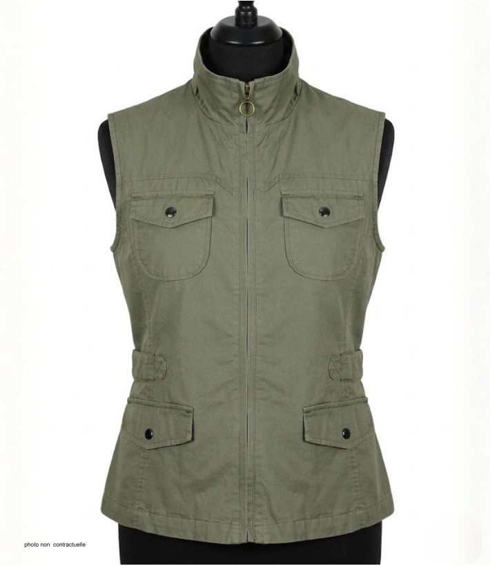 MAYFLOWER MITSY1 Gilet sans manches kaki en coton ajustable
