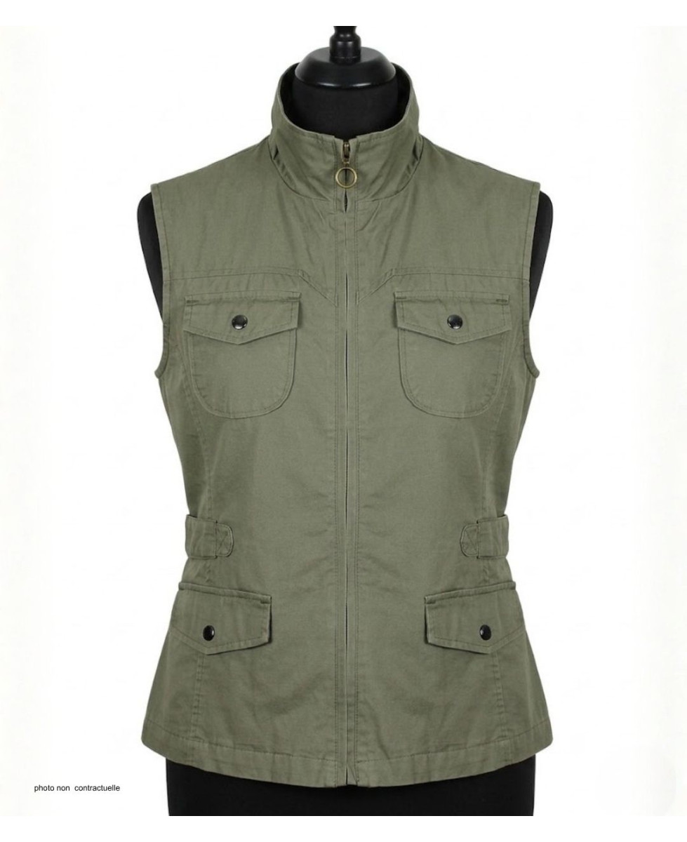 MAYFLOWER MITSY1 Gilet sans manches kaki en coton ajustable