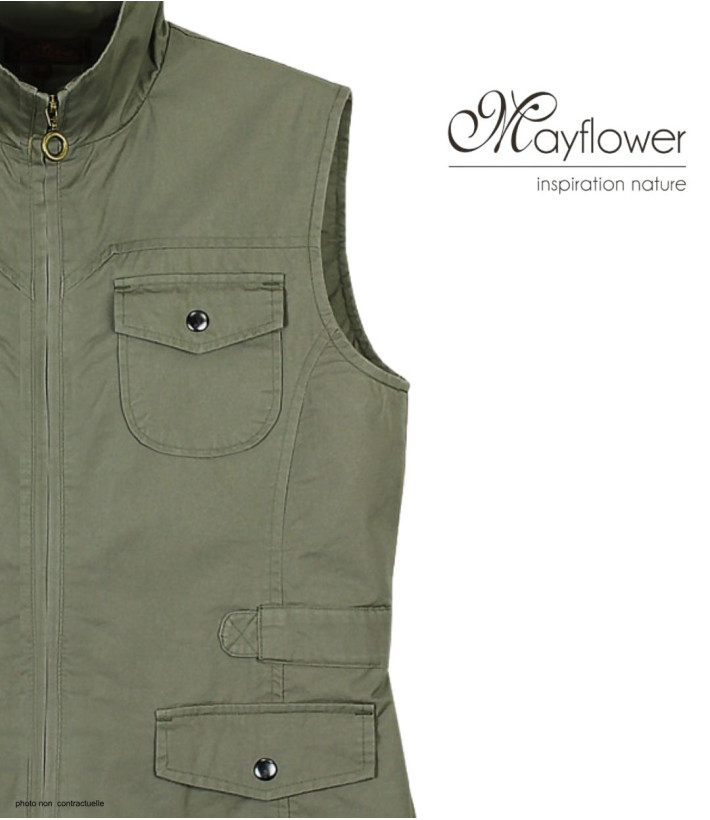 MAYFLOWER MITSY1 Gilet sans manches kaki en coton ajustable