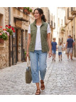 MAYFLOWER MITSY1 Gilet sans manches kaki en coton ajustable