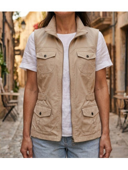MAYFLOWER MITSY2 Gilet sans manches beige coton ajustable