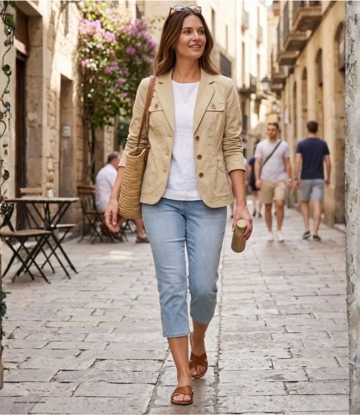 MAYFLOWER SE1080 Veste tissu extensible beige femme