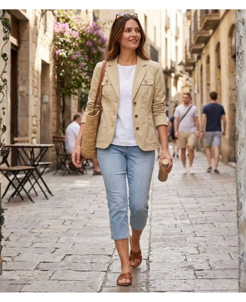 MAYFLOWER SE1080 Veste tissu extensible beige femme