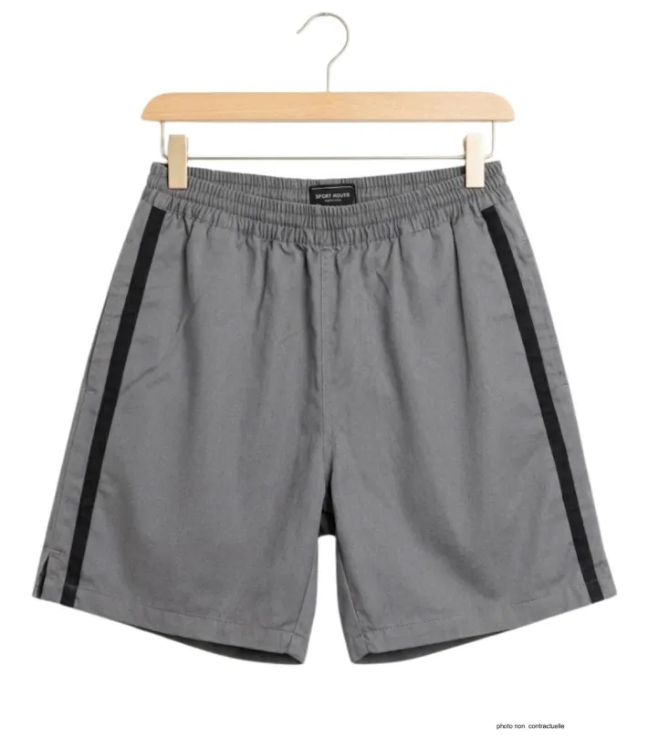 Short CHALLENGER 8L | Short homme élastiqué gris noir coton